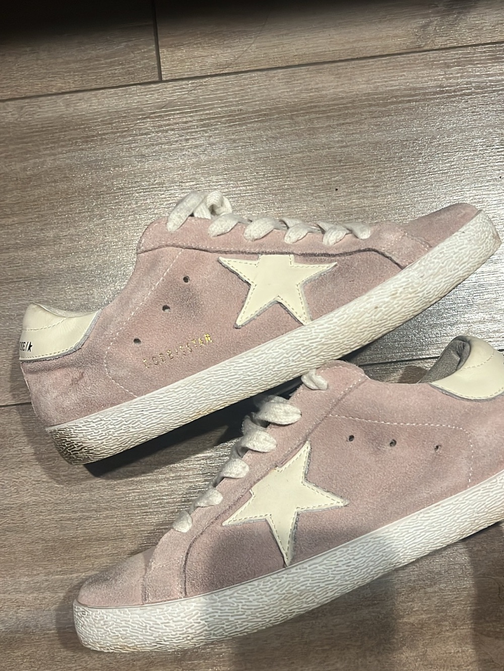 Golden Goose Blush Pink Suede Low-Top Sneakers with Cream Star